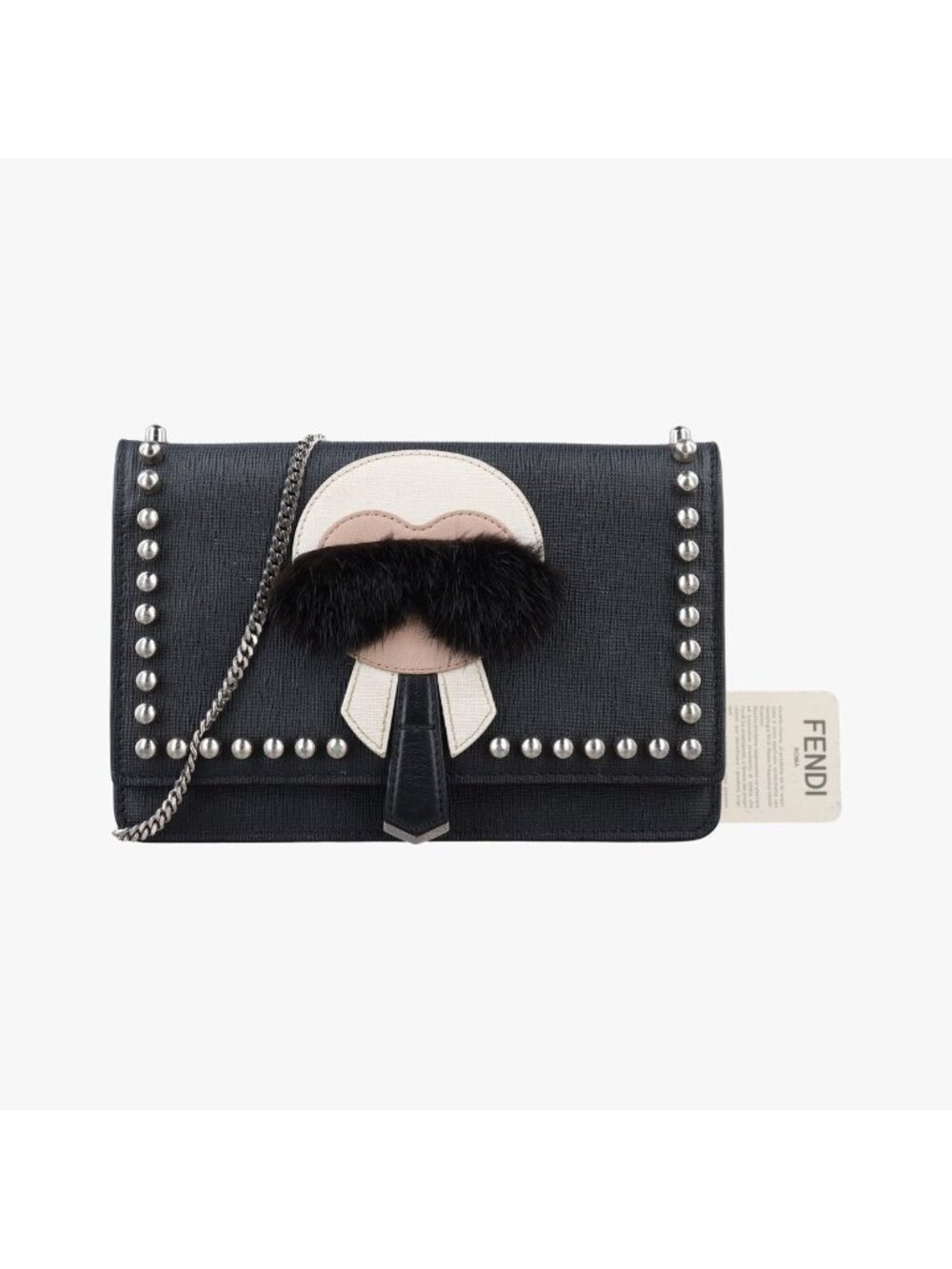 Fendi Carlito Lagerfeld Studs Black Leather